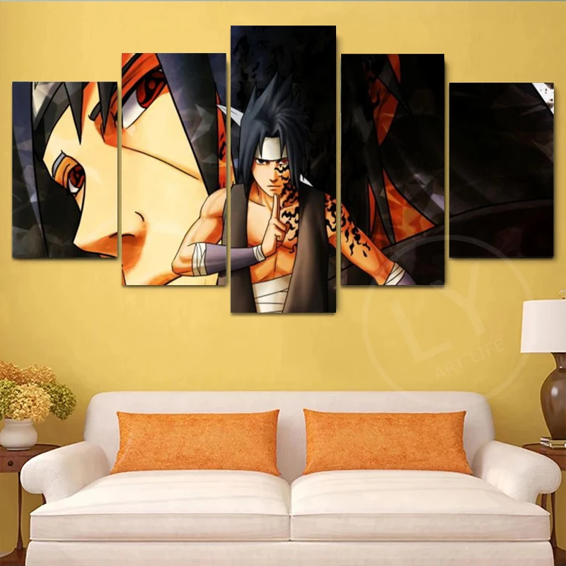 Tableau 5 pièces Sasuke Itachi - Détail du Sharingan
